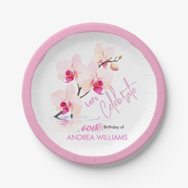 Orchidee Blume blüht 60. Geburtstag Papier Teller (Vorderseite)