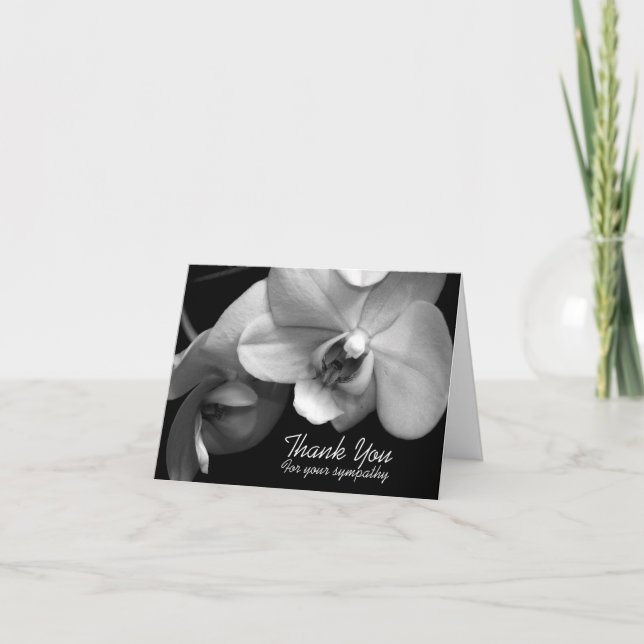 Orchidee BW-Beileid danken Ihnen Anmerkungs-Karte Dankeskarte (Vorderseite)