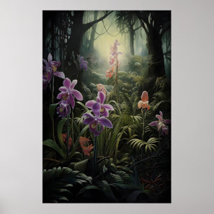 Orchidee Dark Academia Druck, Wilder Wald, Gotik Poster