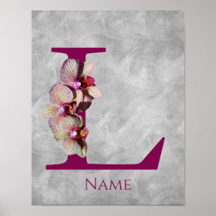 Orchidee Elegant Monogramm Anfangsbuchstabe L Pers Poster