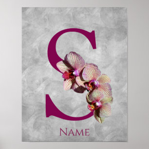 Orchidee Elegantes Monogramm Anfangsbuchstabe S Pe Poster