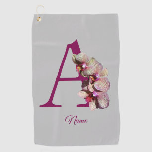 Orchidee Elegantes Monogramm Initiale A Personalis Golfhandtuch