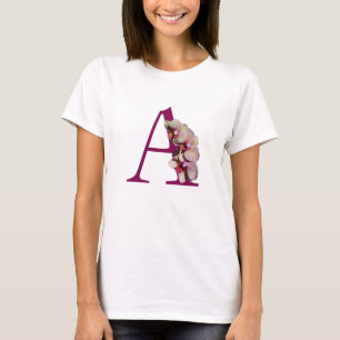 Orchidee Elegantes Monogramm Initiale A T-Shirt