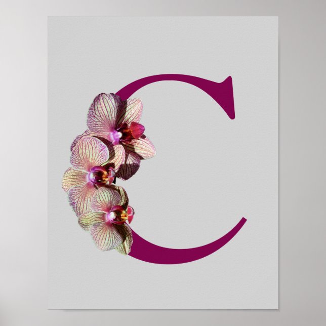 Orchidee Elegantes Monogramm Initiale C   Poster (Vorne)