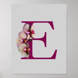 Orchidee Elegantes Monogramm Initiale E Personalis Poster