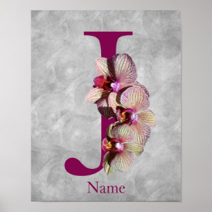 Orchidee Elegantes Monogramm Initiale J Personalis Poster