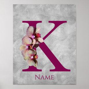 Orchidee Elegantes Monogramm Initiale K Personalis Poster
