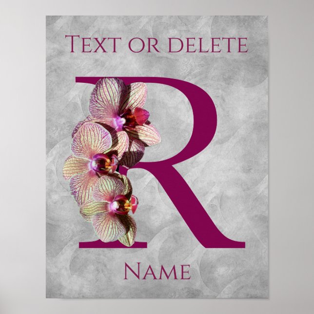 Orchidee Elegantes Monogramm Initiale R Personalis Poster (Vorne)