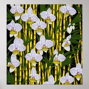 Orchidée en bambou - Impression d'art en toile