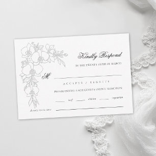 Orchidee Hochweiß Formelle Traditionelle Hochzeit RSVP Karte