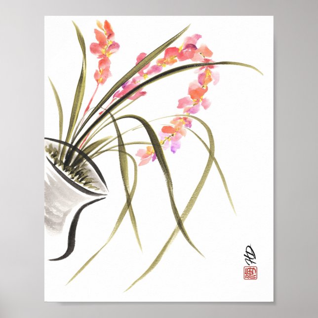Orchidee in Blüte Poster (Vorne)