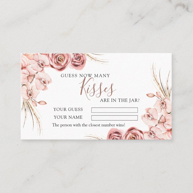 Orchidée rose Boho Combien de baisers Douche Carte (Devant)
