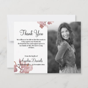 Orchidée rose en mémoire Carte de remerciements