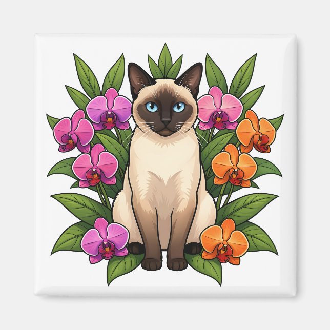 Orchidee Siamkatze Magnet (Vorne)