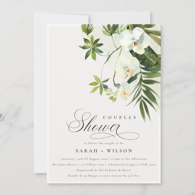 Orchidée tropicale Palm Fauna Couples Invitation d (Devant)