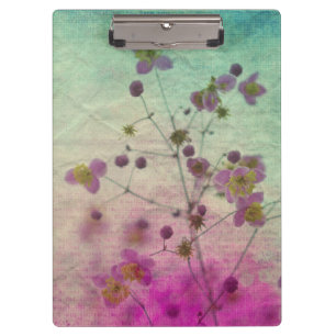 Orchidee Türkis und violette Blumen Schrifttextur- Klemmbrett