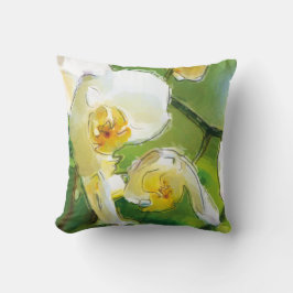 Orchidee weiß - Aquarell-Design |  Kissen