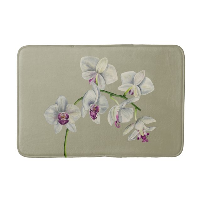 Orchideen-Aquarell-Malerei Badematte (Vorderseite)