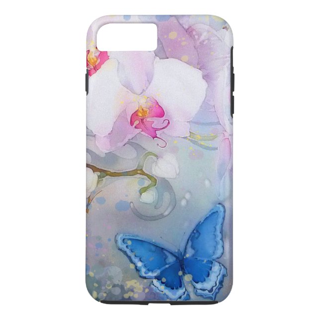 Orchideen-Aquarell-weißer Case-Mate iPhone Hülle (Rückseite)