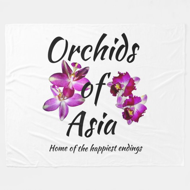 Orchideen Asiens Fleecedecke (Vorderseite (Horizontal))