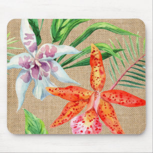 Orchideen auf Leinwand-Mausunterlage Mousepad