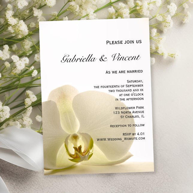 Orchideen-Blume auf Weiße Hochzeit Einladung (Von Creator hochgeladen)