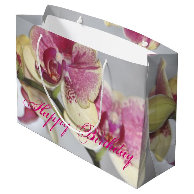 Orchideen-Blume Große Geschenktüte (Rückseite Schrägansicht)