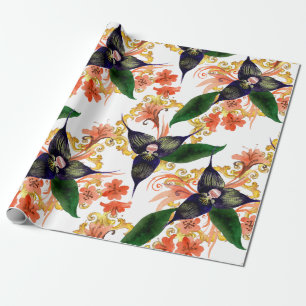 Orchideen Blume Wasserfarbe Geschenkpapier