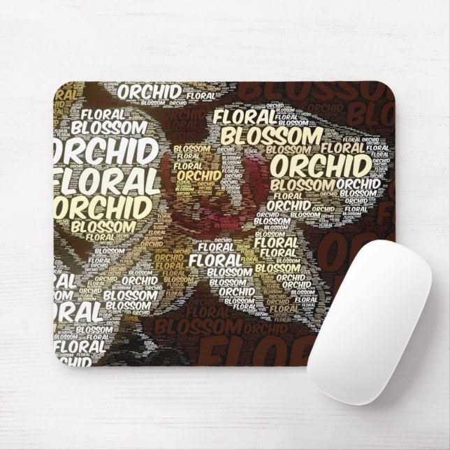 Orchideen, Blumen, Blossom Typografie Embedded Fot Mousepad (Mit Mouse)