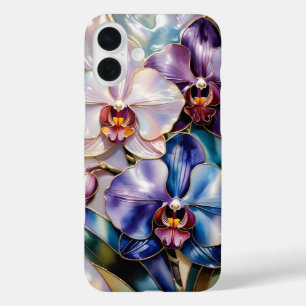 Orchideen-Blumen-iPhone-Hülle Blau Pink Elegant iPhone 16 Plus Hülle