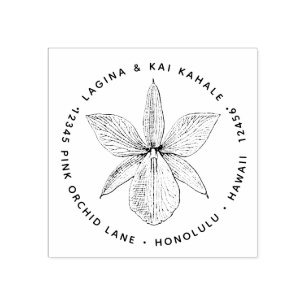 Orchideen-Blumen-Rücksendeadresse Hawaii botanisc Gummistempel