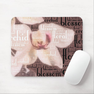 Orchideen-Blumenblüten-Wort-Wolke Mousepad
