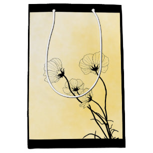 Orchideen-Blumenliniengestaltung auf Gelb Mittlere Geschenktüte