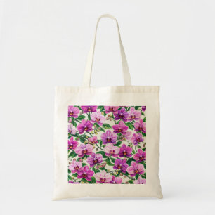 Orchideen-Blumenmuster in Rosa und Lila Tragetasche