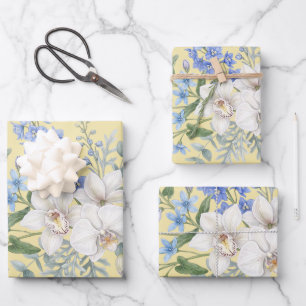 Orchideen-Blumenstrauß, Floral in Aquarell Geschenkpapier Set