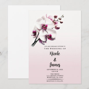 Orchideen-Blüten-Rosa- und Weiß-Hochzeit Einladung