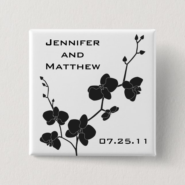 Orchideen, die das Button - Schwarzweiss Wedding (Vorderseite)