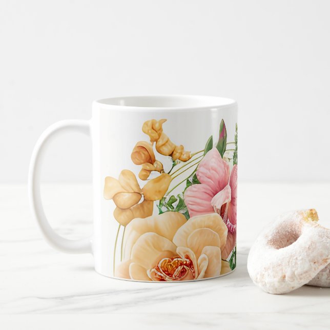 Orchideen-Explosion Kaffeetasse (Mit Donut)