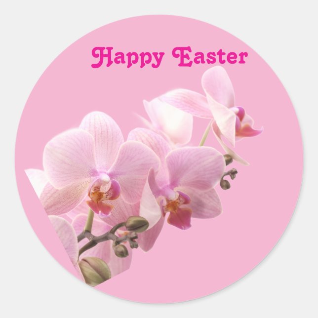 Orchideen “Frohe Ostern” Aufkleber (Vorderseite)