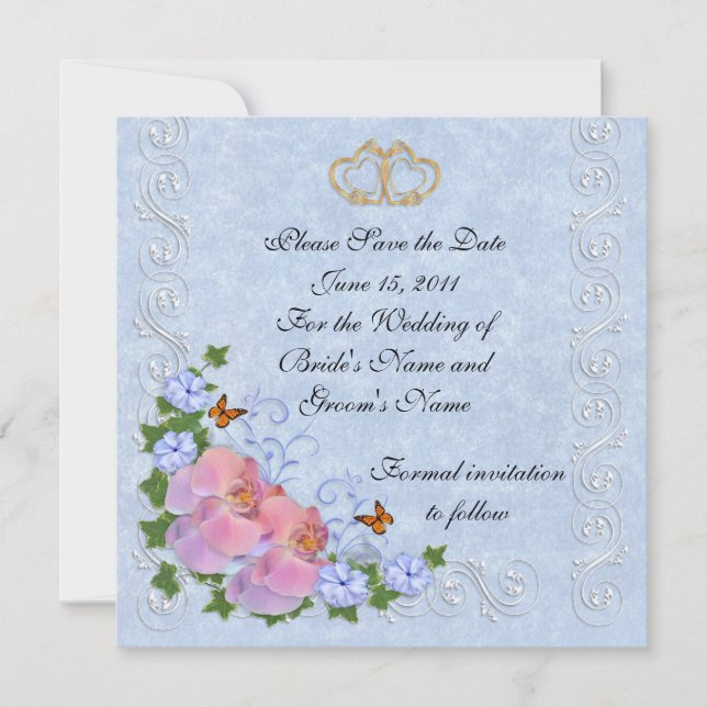 Orchideen für Save the Date Hochzeitssanktionen Einladung (Vorderseite)