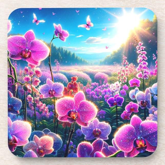 Orchideen Getränkeuntersetzer (Vorderseite)