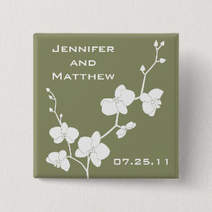 Orchideen Hochzeit Button - Vintages Olivenöl und 