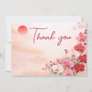 Orchideen-Hochzeit Danke Karte – Rosa Blumendesign