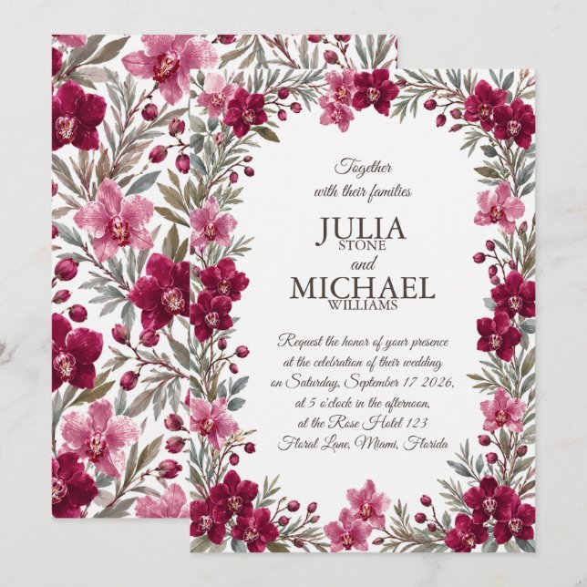 Orchideen Hochzeit Einladung (Vorne/Hinten)