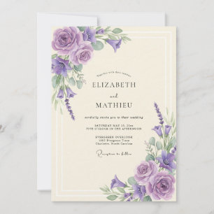Orchideen-Hochzeit mit Blättern Einladung