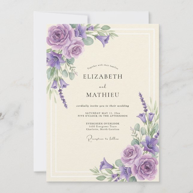 Orchideen-Hochzeit mit Blättern Einladung (Vorderseite)