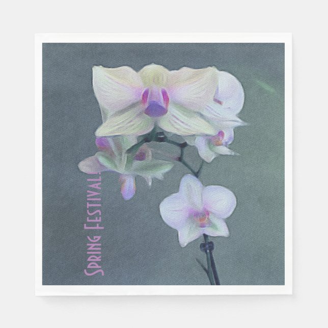 Orchideen in Form von Lila Serviette (Vorderseite)