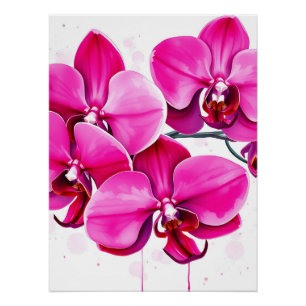 Orchideen in Magenta und Lila Poster