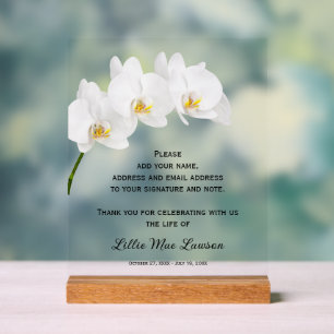 Orchideen Lebensfeier Gästebuch Acrylschild