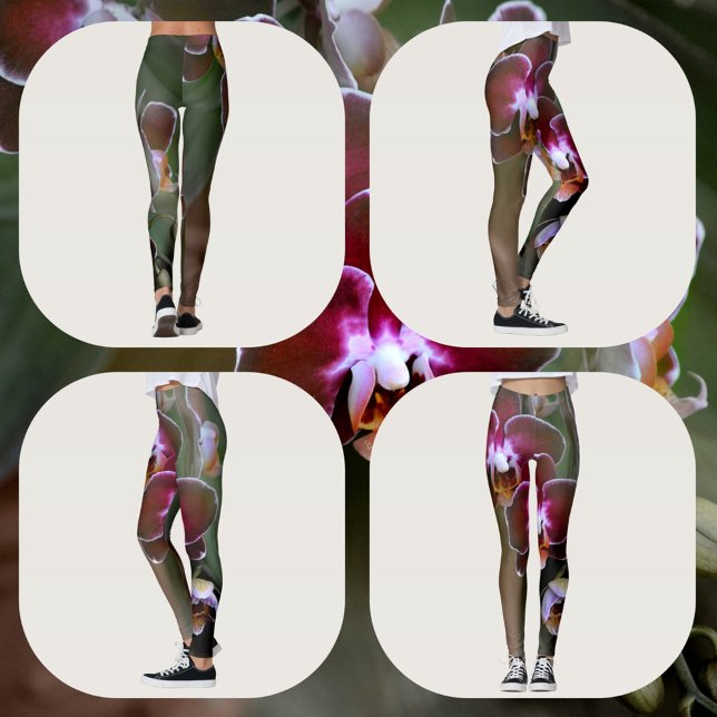 Orchideen Lila florale botanische Fotografie Leggings (Von Creator hochgeladen)